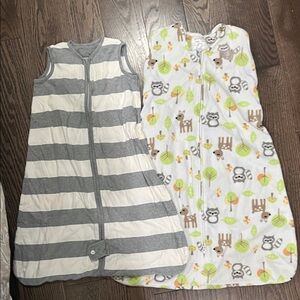 Gray and White Striped Kids Sleep Sack